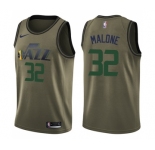 Youth Nike Utah Jazz #32 Karl Malone Swingman Green Salute to Service NBA Jersey