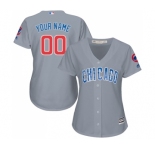 Women's Majestic Chicago Cubs Customized Authentic Grey Road Cool Base MLB Jersey