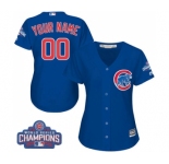 Women's Majestic Chicago Cubs Customized Authentic Royal Blue Alternate 2016 World Series Champions Cool Base MLB Jersey