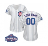 Women's Majestic Chicago Cubs Customized Authentic White Home 2016 World Series Champions Cool Base MLB Jersey