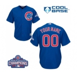 Youth Majestic Chicago Cubs Customized Authentic Royal Blue Alternate 2016 World Series Champions Cool Base MLB Jersey