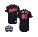 Men's Majestic Cleveland Indians Customized Navy Blue 2016 World Series Bound Flexbase Authentic Collection MLB Jersey