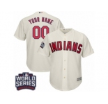 Youth Majestic Cleveland Indians Customized Authentic Cream Alternate 2 2016 World Series Bound Cool Base MLB Jersey