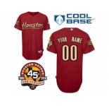 Customized Houston Astros Jersey Red Road Cool Base 45th Anniversary Patch Baseball