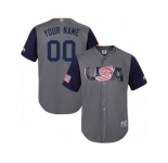 Men's USA Baseball Majestic Customized Gray 2017 World Baseball Classic Replica Team Jersey