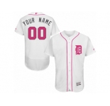 Men's Majestic Detroit Tigers Customzied Authentic White 2016 Mother's Day Fashion Flex Base MLB Jersey
