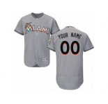Men's Majestic Miami Marlins Customized Grey Flexbase Authentic Collection MLB Jersey