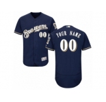 Men's Majestic Milwaukee Brewers Customized Navy Blue Flexbase Authentic Collection MLB Jersey