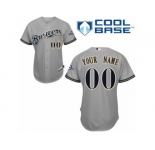 Youth Majestic Milwaukee Brewers Customized Replica Grey Road Cool Base MLB Jersey