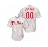 Youth Majestic Philadelphia Phillies Customized Replica White Red Strip Home Cool Base MLB Jersey