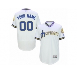 Men's Seattle Mariners Majestic Customized White Flex Base Authentic Collection Throwback Jersey
