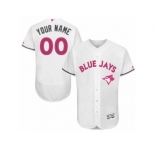 Men's Majestic Toronto Blue Jays Customized Authentic White 2016 Mother's Day Fashion Flex Base MLB Jersey