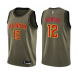 Youth Atlanta Hawks #12 De'Andre Hunter Swingman Green Salute to Service Basketball Jersey