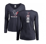 NFL Women's Nike Houston Texans #20 Justin Reid Navy Blue Backer Long Sleeve T-Shirt