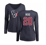 NFL Women's Nike Houston Texans #20 Justin Reid Navy Blue Name & Number Logo Long Sleeve T-Shirt