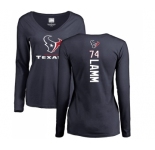 NFL Women's Nike Houston Texans #74 Kendall Lamm Navy Blue Backer Long Sleeve T-Shirt