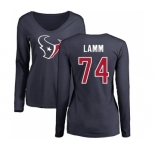 NFL Women's Nike Houston Texans #74 Kendall Lamm Navy Blue Name & Number Logo Long Sleeve T-Shirt