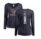 NFL Women's Nike Houston Texans #87 Demaryius Thomas Navy Blue Backer Long Sleeve T-Shirt