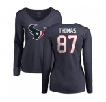 NFL Women's Nike Houston Texans #87 Demaryius Thomas Navy Blue Name & Number Logo Long Sleeve T-Shirt
