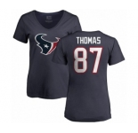 NFL Women's Nike Houston Texans #87 Demaryius Thomas Navy Blue Name & Number Logo T-Shirt