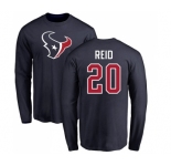 NFL Nike Houston Texans #20 Justin Reid Navy Blue Name & Number Logo Long Sleeve T-Shirt