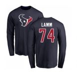 NFL Nike Houston Texans #74 Kendall Lamm Navy Blue Name & Number Logo Long Sleeve T-Shirt