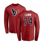 NFL Nike Houston Texans #74 Kendall Lamm Red Name & Number Logo Long Sleeve T-Shirt