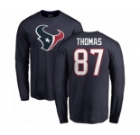 NFL Nike Houston Texans #87 Demaryius Thomas Navy Blue Name & Number Logo Long Sleeve T-Shirt