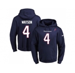 Nike Houston Texans #4 Deshaun Watson Navy Blue Name & Number Pullover NFL Hoodie