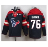 Nike Houston Texans #76 Duane Brown Navy Blue Player Pullover Hoodie