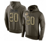 Football Men's Washington Redskins #20 Landon Collins Green Salute To Service Pullover Hoodie
