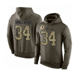 Football Men's Washington Redskins #34 Wendell Smallwood Green Salute To Service Pullover Hoodie
