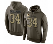 Football Men's Washington Redskins #34 Wendell Smallwood Green Salute To Service Pullover Hoodie