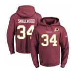 Football Men's Washington Redskins #34 Wendell Smallwood Red Name & Number Pullover Hoodie