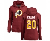 Football Women's Washington Redskins #20 Landon Collins Maroon Name & Number Logo Pullover Hoodie