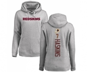 Football Women's Washington Redskins #7 Dwayne Haskins Ash Backer Pullover Hoodie