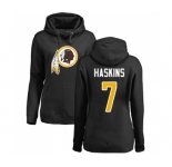 Football Women's Washington Redskins #7 Dwayne Haskins Black Name & Number Logo Pullover Hoodie
