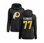 Football Women's Washington Redskins #77 Ereck Flowers Black Name & Number Logo Pullover Hoodie