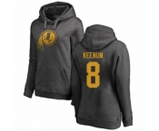 Football Women's Washington Redskins #8 Case Keenum Ash One Color Pullover Hoodie