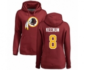 Football Women's Washington Redskins #8 Case Keenum Maroon Name & Number Logo Pullover Hoodie