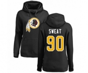 Football Women's Washington Redskins #90 Montez Sweat Black Name & Number Logo Pullover Hoodie