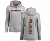 Football Women's Washington Redskins #91 Ryan Kerrigan Ash Backer Pullover Hoodie