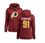 Football Women's Washington Redskins #91 Ryan Kerrigan Maroon Name & Number Logo Pullover Hoodie