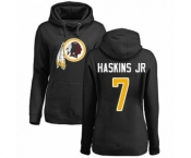 Women's Washington Redskins #7 Dwayne Haskins Black Name & Number Logo Pullover Hoodie