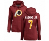 Women's Washington Redskins #7 Dwayne Haskins Maroon Name & Number Logo Pullover Hoodie