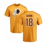 Football Washington Redskins #18 Trey Quinn Gold Name & Number Logo T-Shirt