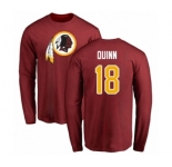 Football Washington Redskins #18 Trey Quinn Maroon Name & Number Logo Long Sleeve T-Shirt