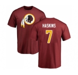 Football Washington Redskins #7 Dwayne Haskins Maroon Name & Number Logo T-Shirt