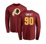 Football Washington Redskins #90 Montez Sweat Maroon Name & Number Logo Long Sleeve T-Shirt
