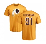 Football Washington Redskins #91 Ryan Kerrigan Gold Name & Number Logo T-Shirt